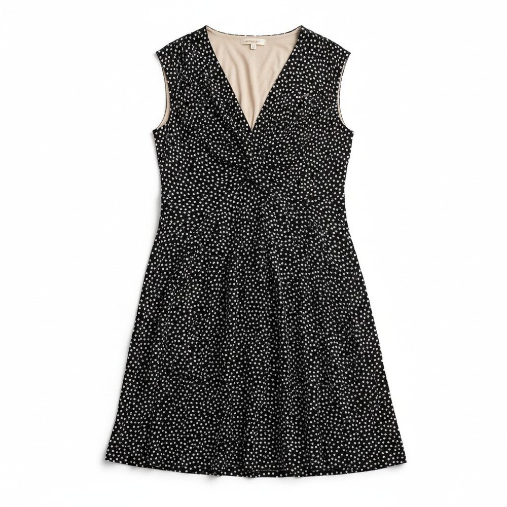 Gilli Women’s Black & White Polka Dot Sleeveless Midi/Tea Length Dress - Size 3X